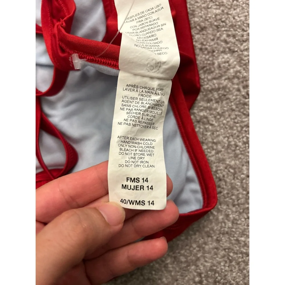 Nike One Piece Swimsuit Womens 14 Red Excellent Crossback Performance Training